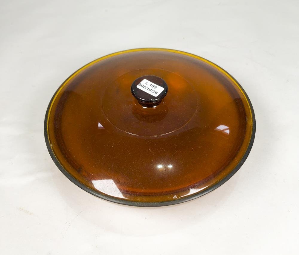 Fuente Hialina con Tapa Ámbar - 25 x 8 cm