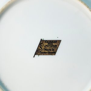 Juego de Porcelana Checoslovaca "Carla" para Postre - Marrón con Guarda Floral - imagen 3