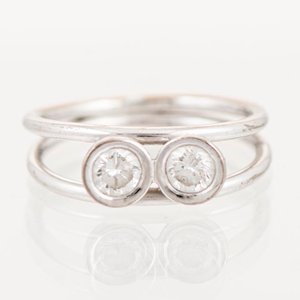 Anillo Oro Blanco 18k con 2 Diamantes H/I SI - imagen 1