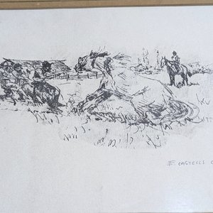 Serigrafía Firmada Enrique Castells Capurro: "P.A.", Paisaje Rural - imagen 3
