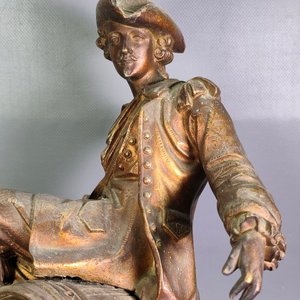 Reloj de Mesa Antiguo en Metal con Figura de Bronce "Luis XIV" - Para Restaurar - imagen 19