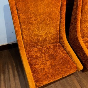 Par de Butacas Estilo Retro en Terciopelo Naranja - imagen 3