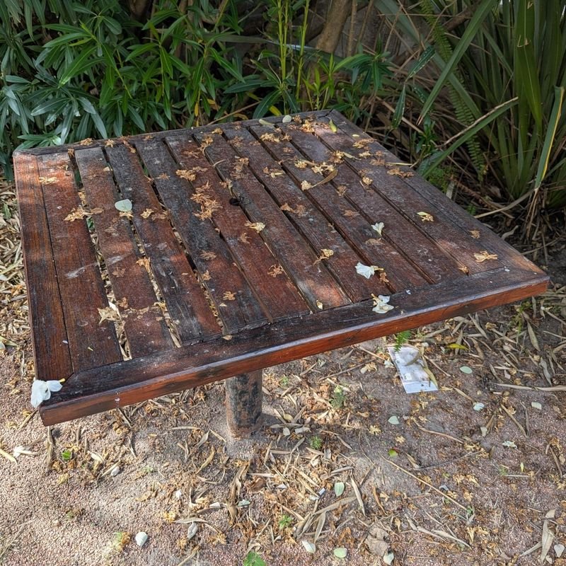 Mesa y banco de madera para exterior - imagen 10
