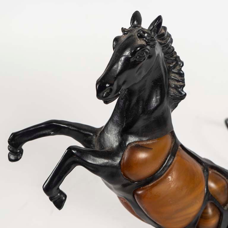 Veladora con figura caballo bronce y alabastro - imagen 2