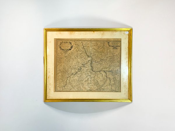 Mapa Antiguo del Arzobispado de Tréveris en Blanco y Negro, Enmarcado - imagen 1