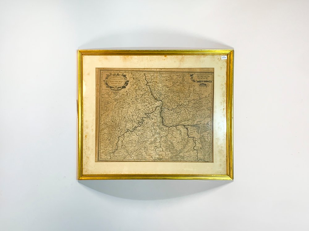 Mapa Antiguo del Arzobispado de Tréveris en Blanco y Negro, Enmarcado