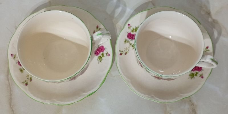 Tazas Vintage de Loza con Platillo - imagen 2