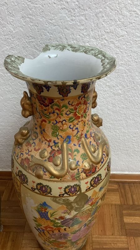 Jarrones de porcelana cantón decorados con flores y motivos de aves - imagen 2