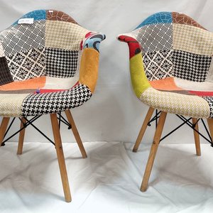 Lote de 2 Sillas Estilo Eames Patchwork con Apoyabrazos - imagen 4