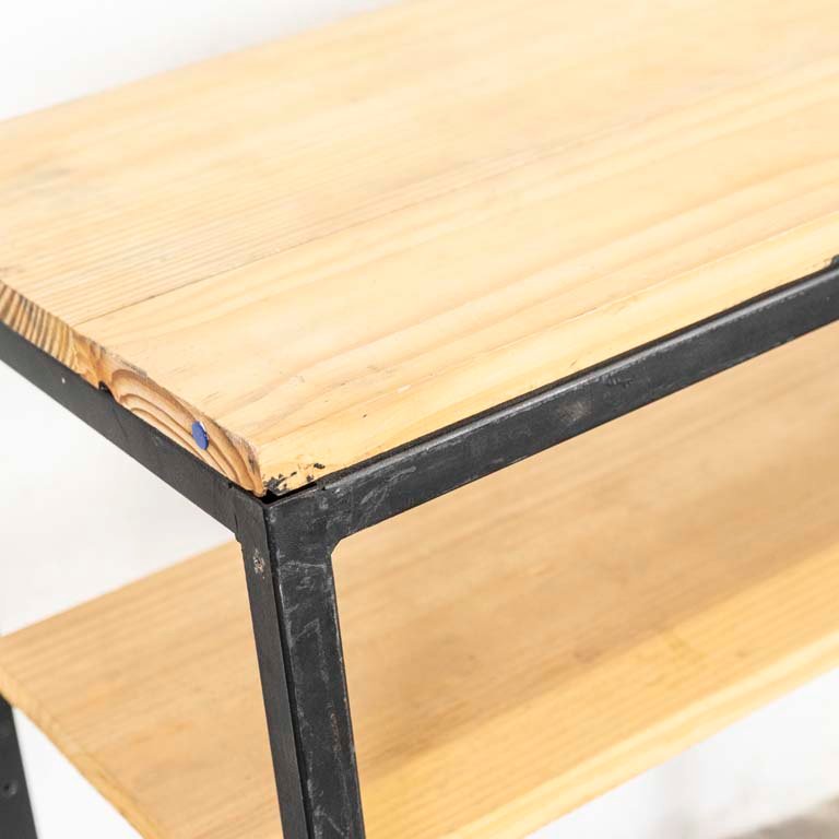 Mesa de arrimo rústica en madera y hierro - imagen 2