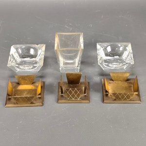 Juego Art Decó: 2 Ceniceros y 1 Depósito en Bronce y Cristal - imagen 11