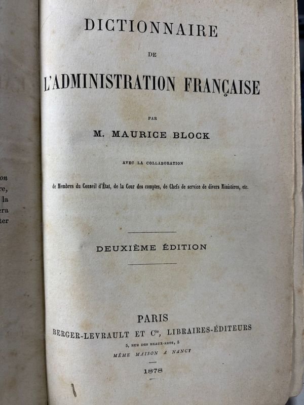 Diccionario de la Administración Francesa 1878 en Francés - imagen 2
