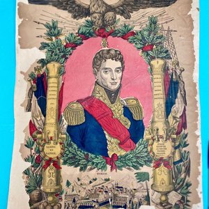 Lote anterior: Lámina Antigua: Retrato Mariscal Masséna, Águila Napoleónica y Escena Bélica