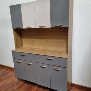 Modular Gris y Natural con Estantes y Puertas - imagen 3