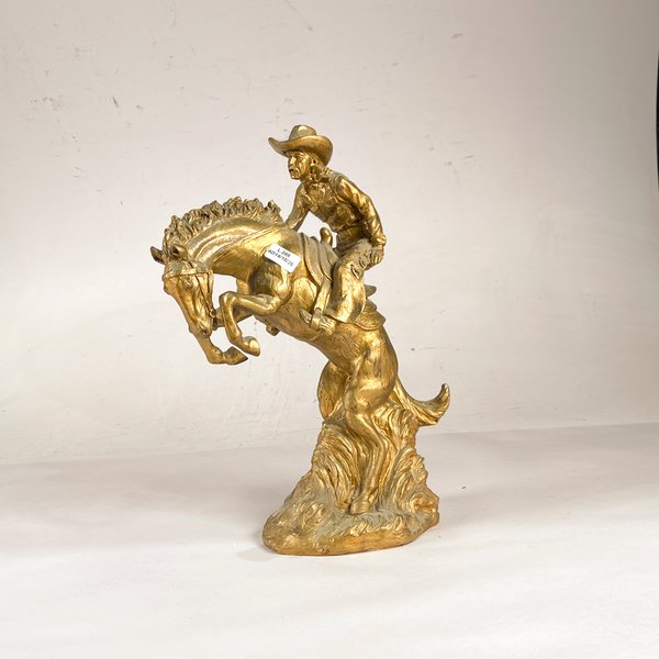 Figura "Jinete" en Pasta Dorada, 33 cm de Altura