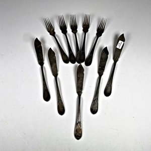 Diez Cubiertos para Pescado Eberle de Metal Plateado - imagen 2