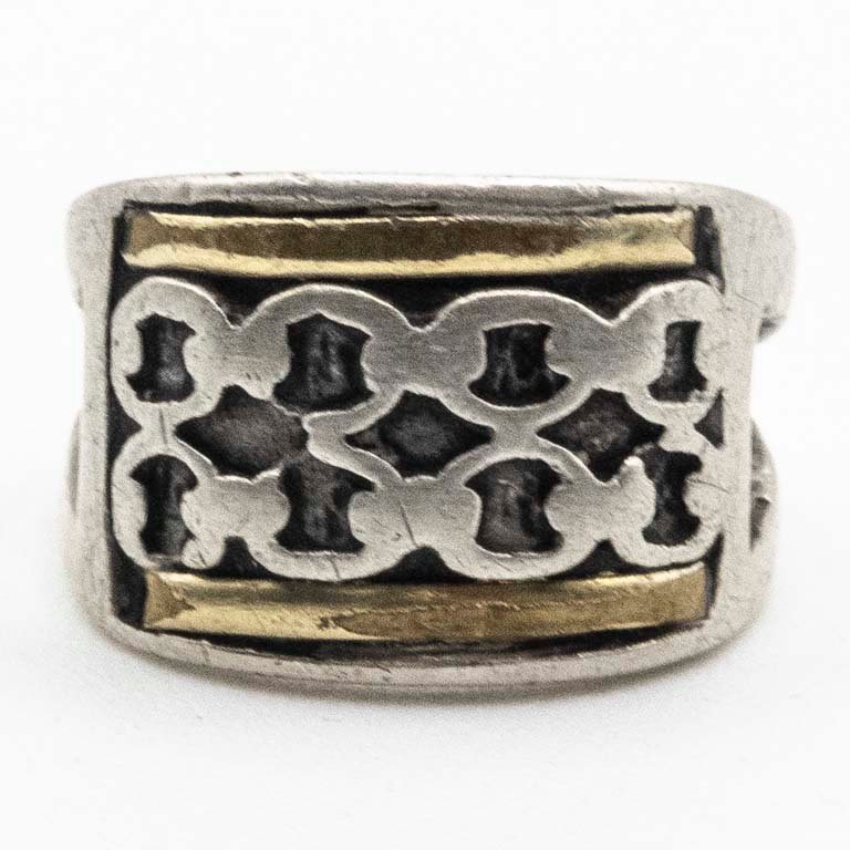 Anillo Doble Plata y Oro con Detalle