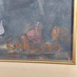 Edgardo Ribeiro: Óleo sobre Lienzo "Dos Mujeres Sentadas" Firmado y Enmarcado - imagen 5