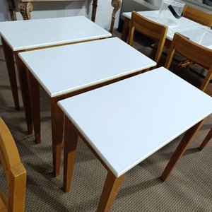 Mesas Auxiliares Rectangulares de Madera Maciza con Tapa Blanca - imagen 2