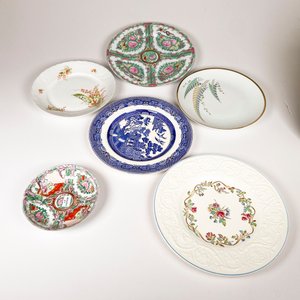 Seis Platos de Loza Inglesa, Alemana, Bavaria y Canton Estilo Willow - imagen 2
