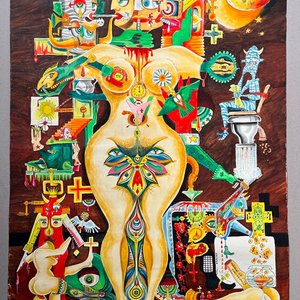 Acuarela y Tinta "Sin Título" de Celmar Poume - 74 x 51 cm - imagen 2