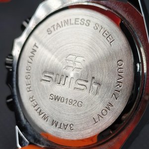Reloj Swish Cronógrafo Malla Naranja Silicona Nuevo - imagen 3