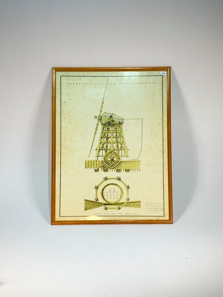 Lámina "Plano de Molino" con Marco - 68x48 cm