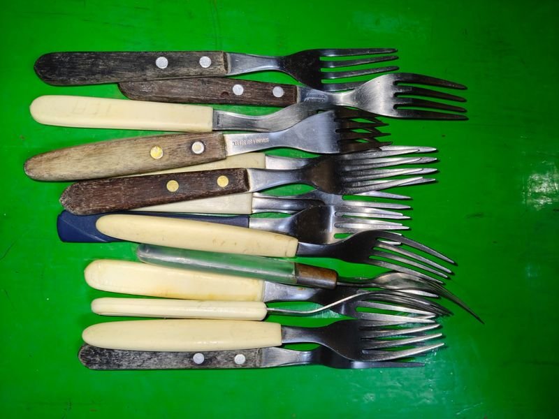 Lote de Tenedores con Mangos de Madera y Plástico