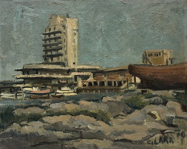 Óleo "Yatch Club" de Clever Lara, Firmado y Fechado en 1970 - imagen 1
