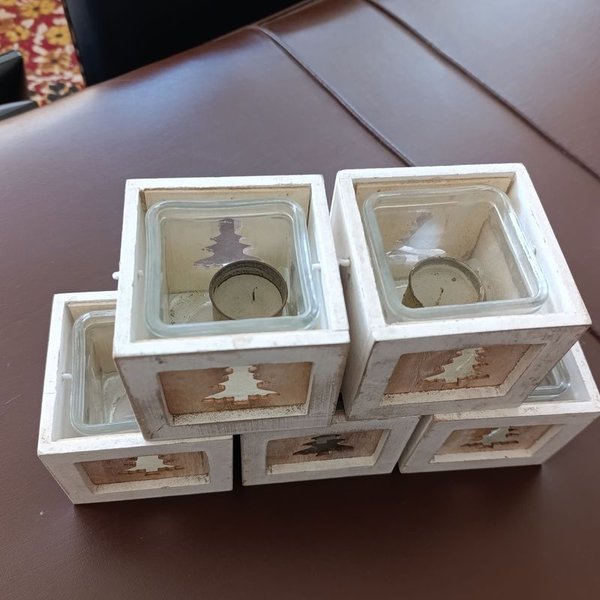 Fanales decorativos en madera y vidrio para Navidad - imagen 2