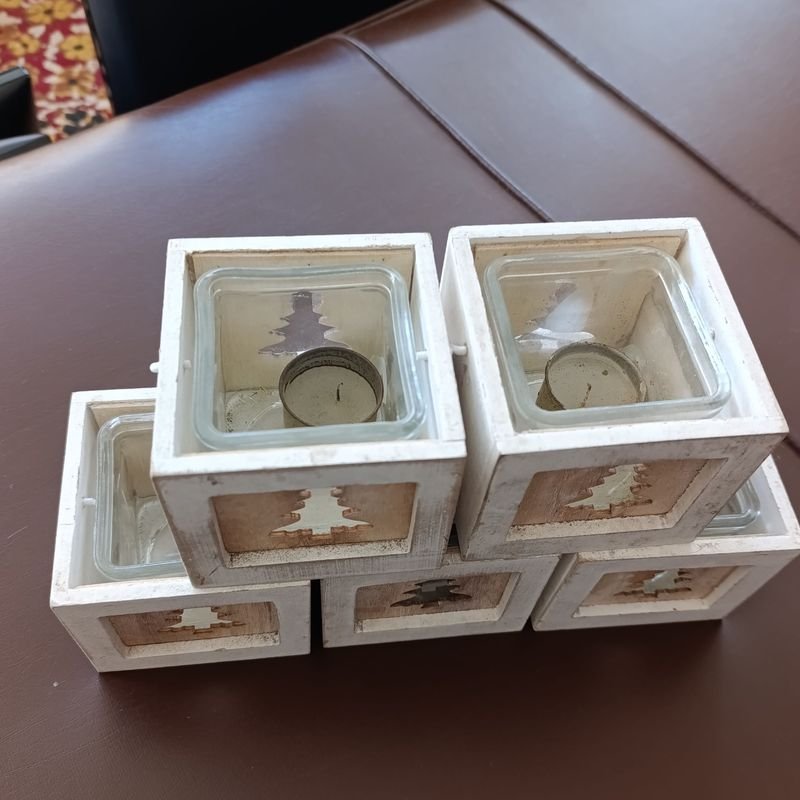 Fanales decorativos en madera y vidrio para Navidad - imagen 2