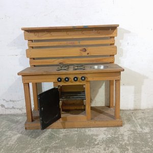 Cocina Infantil Rústica de Madera con Horno, Pileta y Accesorios - imagen 6