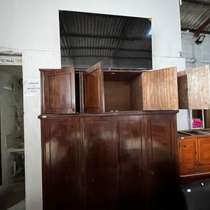 Ropero Antiguo de Madera Oscura con Alzada - 4 Puertas - imagen 2