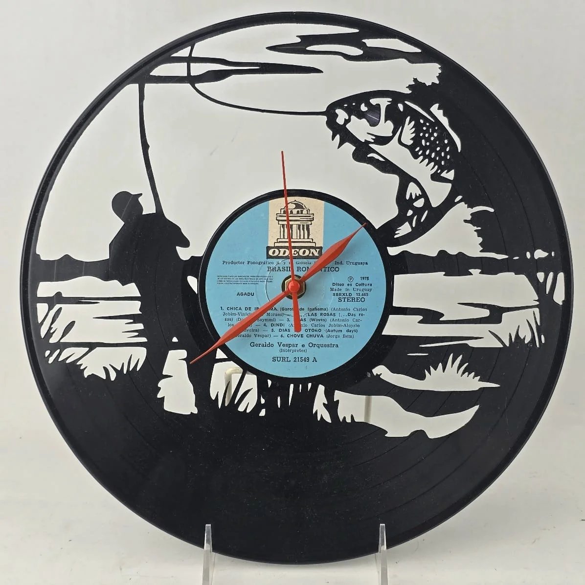 Reloj de Pared Artesanal con Disco de Vinilo "Pesca"