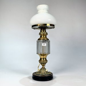 Lámpara de Mesa Opalina con Pantalla Blanca y Base de Bronce - imagen 1