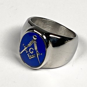 Anillo Masónico de Metal Plateado con Estuche - imagen 2