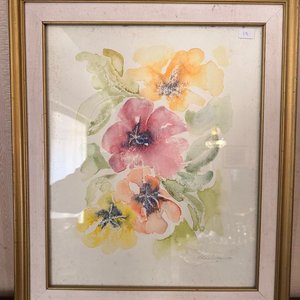 Lote siguiente: Cuadro Floral Acuarela Firmado Marco Dorado