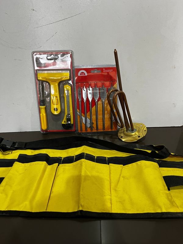 Conjunto de herramientas de trabajo 4Ps con resistencia de calefon y herramientas de madera