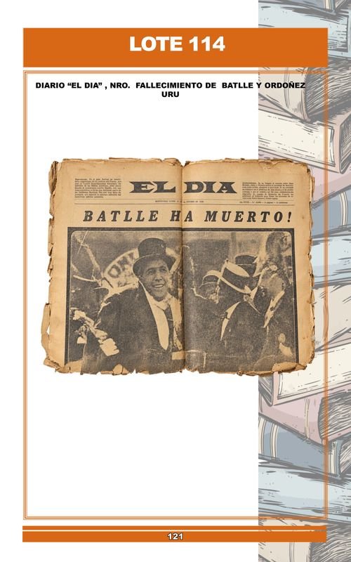 Diario "El Día" Edición Especial Fallecimiento de Batlle y Ordóñez