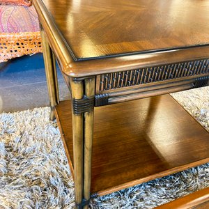 Lote anterior: Mesa de Centro y Mesa Auxiliar Estilo Rústico con Vidrio y Ratán