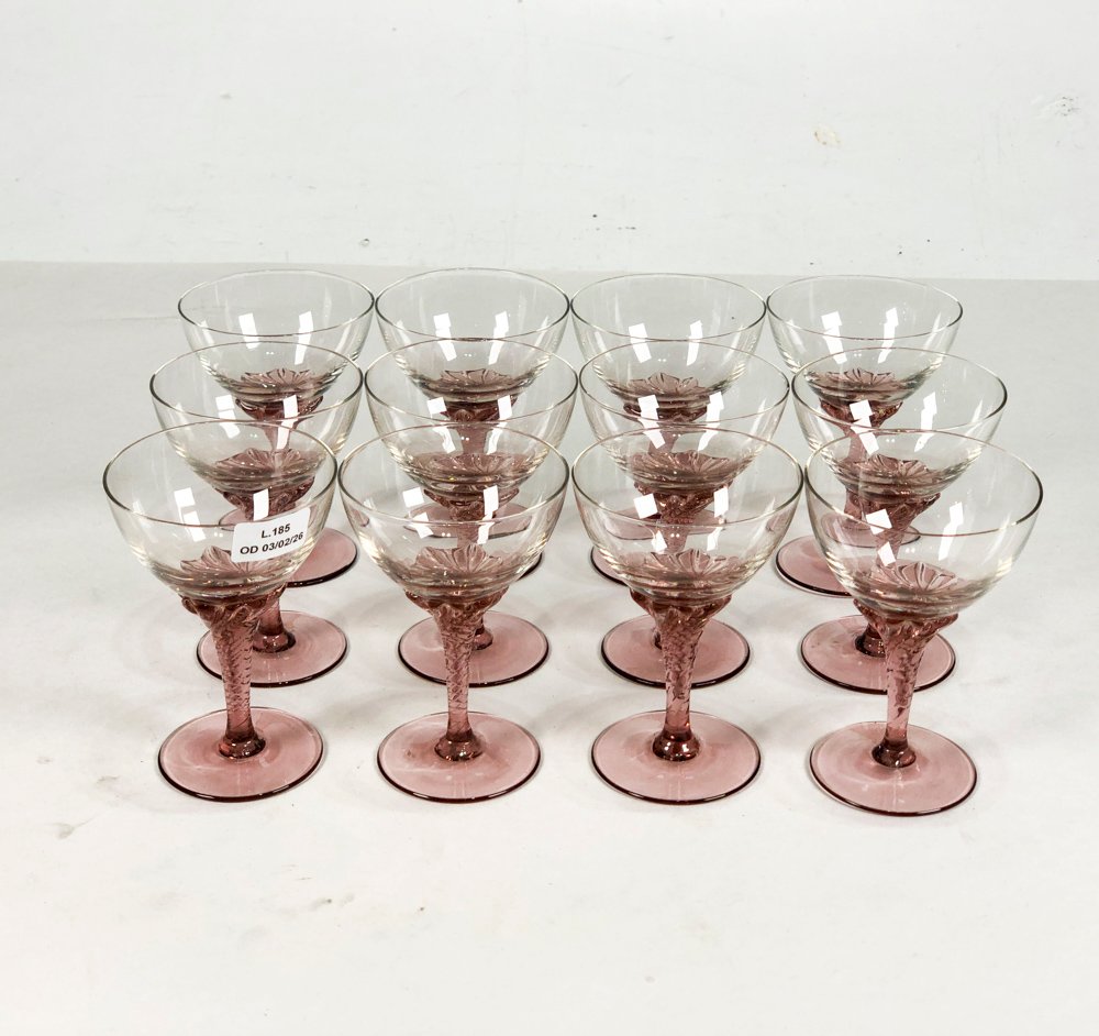 Copas de vino en cristal con vástago color rosado - imagen 2