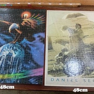 Par de Puzzles Completos Plastificados: Águila y Escena Clásica - imagen 1