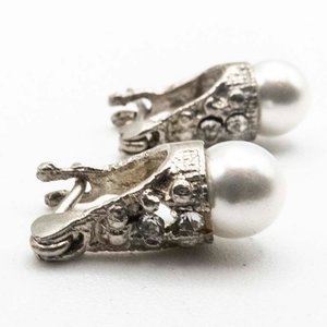 Caravanas de Plata "Lady Di" con Perlas y Circones - imagen 2