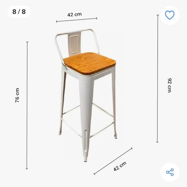 Sillas Altas de Metal con Asiento de Madera - imagen 4
