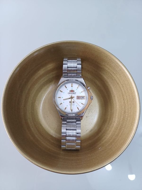 Reloj Orient Automático 3 Estrellas Acero Inoxidable Esfera Plateada - imagen 1