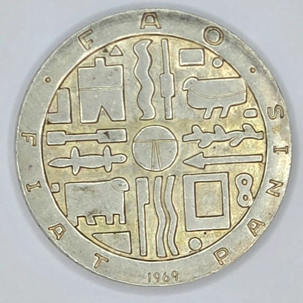 Moneda de 1000 Pesos Uruguayos FAO 1969