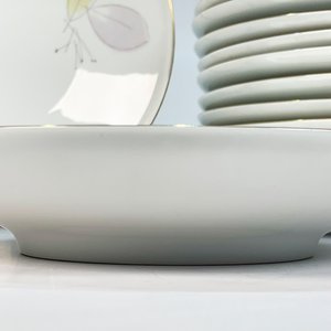 Doce Platos Hondos de Porcelana Bavaria Heinrich, Blancos con Hojas - imagen 2