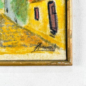 Cuadro al óleo sobre fibra, "Fachadas" - Firmado Ilegible - imagen 3