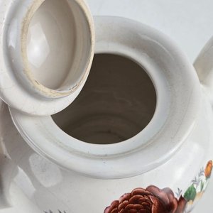 Tetera de Cerámica con Calentador y Flores Pintadas - imagen 4