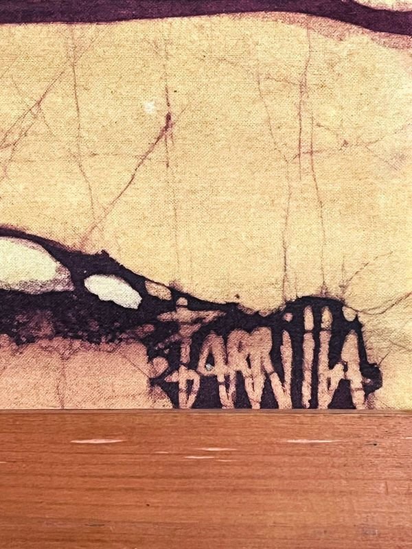 Pintura de pueblo nocturno con luna firmada - imagen 3